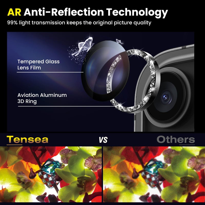 Tensea for iPhone 15 Pro/iPhone 15 Pro Max Camera Lens Protector, 9H Tempered Glass Camera Cover Screen Protector, Metal Individual Ring for iPhone 15 Pro Max 6.7 inch iPhone 15Pro 6.1 inch 2023 - Image 3