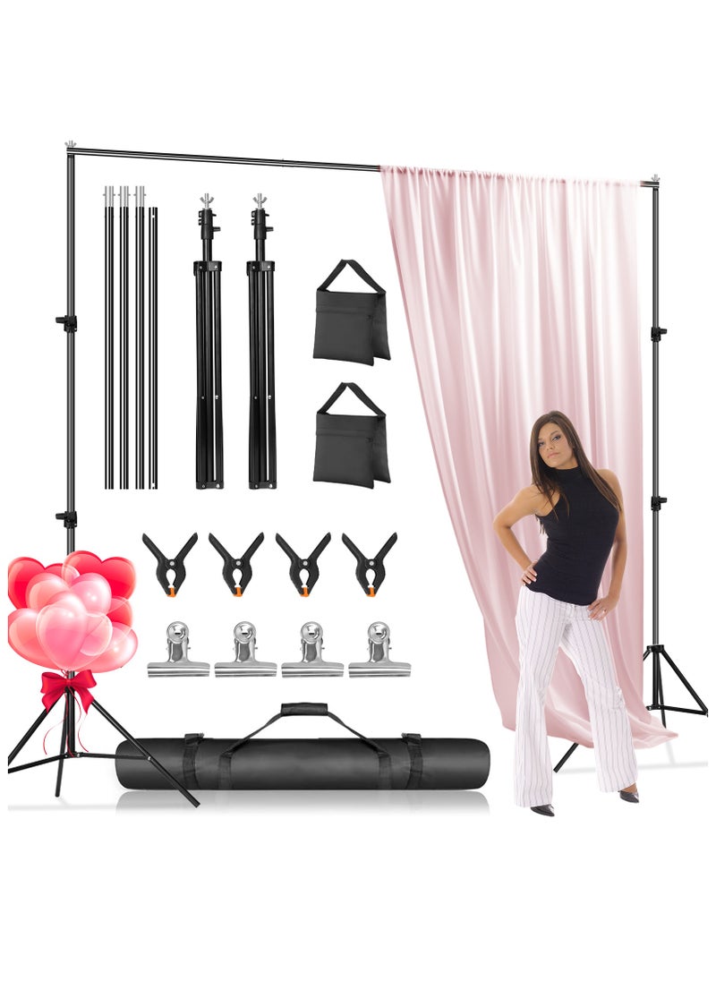 FOONNUN - 6.56 x 9.84Ft Photo Video Studio Heavy Duty Adjustable Muslin Backdrop Stand Background Support System Kit for Photography with Carrying Bag+8 Pcs Spring Clamps+2 Pcs sandbags - Image 1