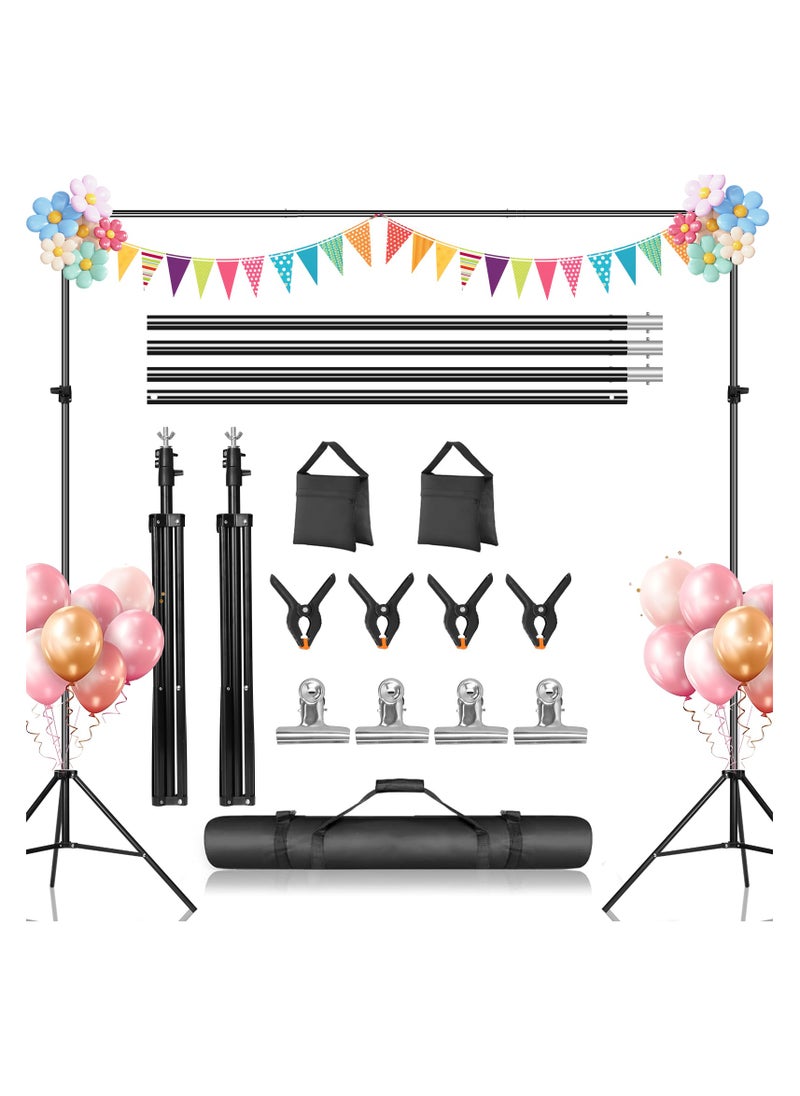 FOONNUN - 6.56 x 9.84Ft Photo Video Studio Heavy Duty Adjustable Muslin Backdrop Stand Background Support System Kit for Photography with Carrying Bag+8 Pcs Spring Clamps+2 Pcs sandbags - Image 1