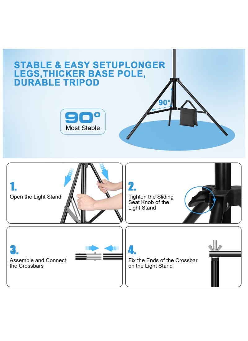 FOONNUN - 6.56 x 9.84Ft Photo Video Studio Heavy Duty Adjustable Muslin Backdrop Stand Background Support System Kit for Photography with Carrying Bag+8 Pcs Spring Clamps+2 Pcs sandbags - Image 1