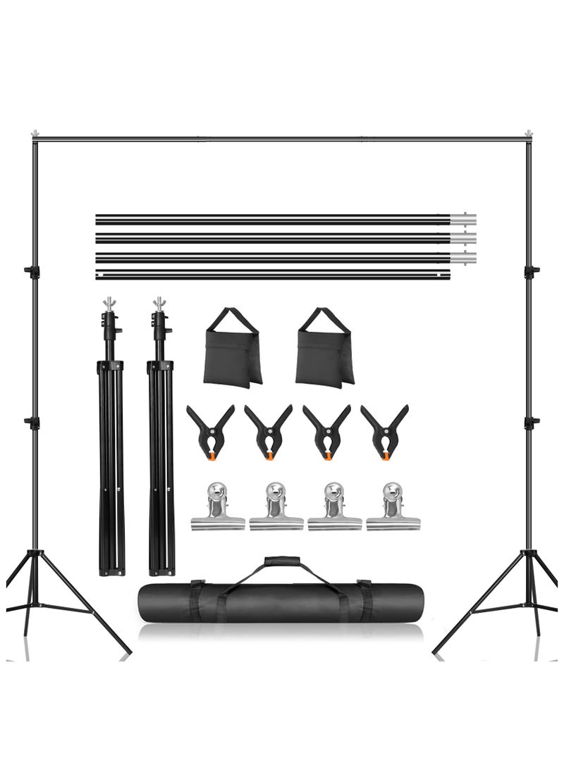 FOONNUN - 6.56 x 9.84Ft Photo Video Studio Heavy Duty Adjustable Muslin Backdrop Stand Background Support System Kit for Photography with Carrying Bag+8 Pcs Spring Clamps+2 Pcs sandbags - Image 1