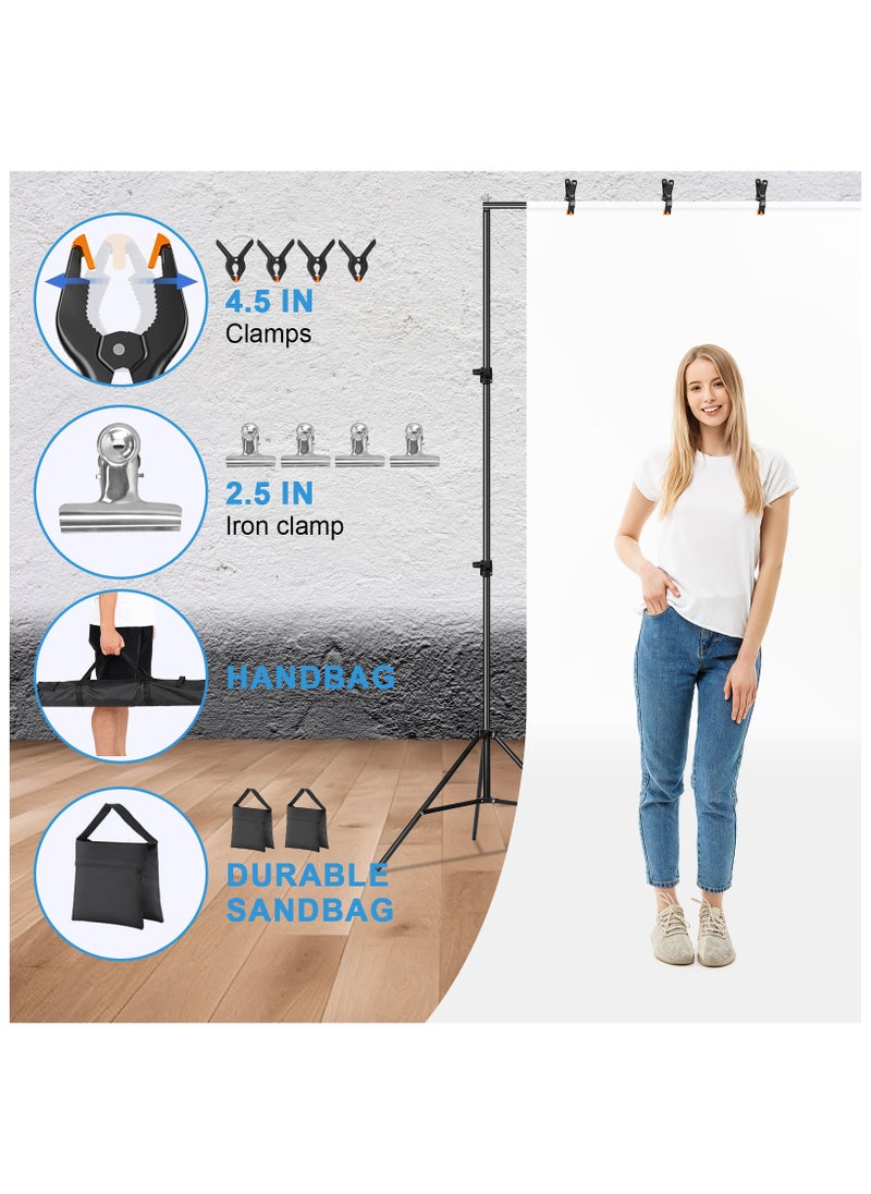 FOONNUN - 6.56 x 9.84Ft Photo Video Studio Heavy Duty Adjustable Muslin Backdrop Stand Background Support System Kit for Photography with Carrying Bag+8 Pcs Spring Clamps+2 Pcs sandbags - Image 1