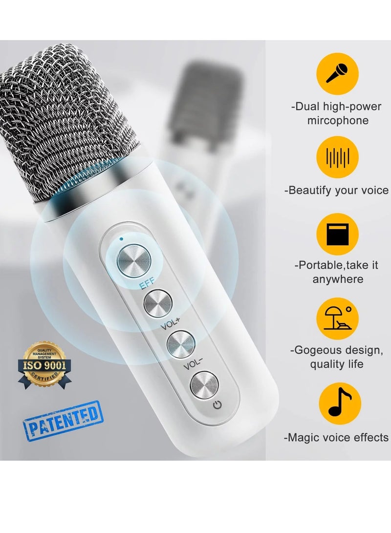 SU.YOSD YS307  LED Wireless Portable Karaoke Bluetooth Speaker with 2 Wireless Microphones White  - Image 4