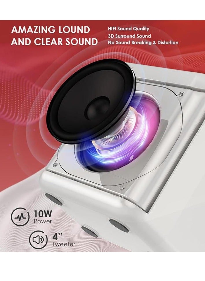 SU.YOSD YS307  LED Wireless Portable Karaoke Bluetooth Speaker with 2 Wireless Microphones White  - Image 2