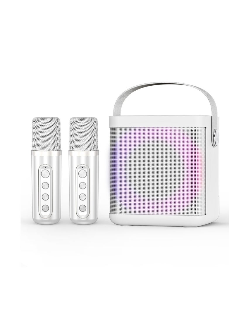 SU.YOSD YS307  LED Wireless Portable Karaoke Bluetooth Speaker with 2 Wireless Microphones White  - Image 1