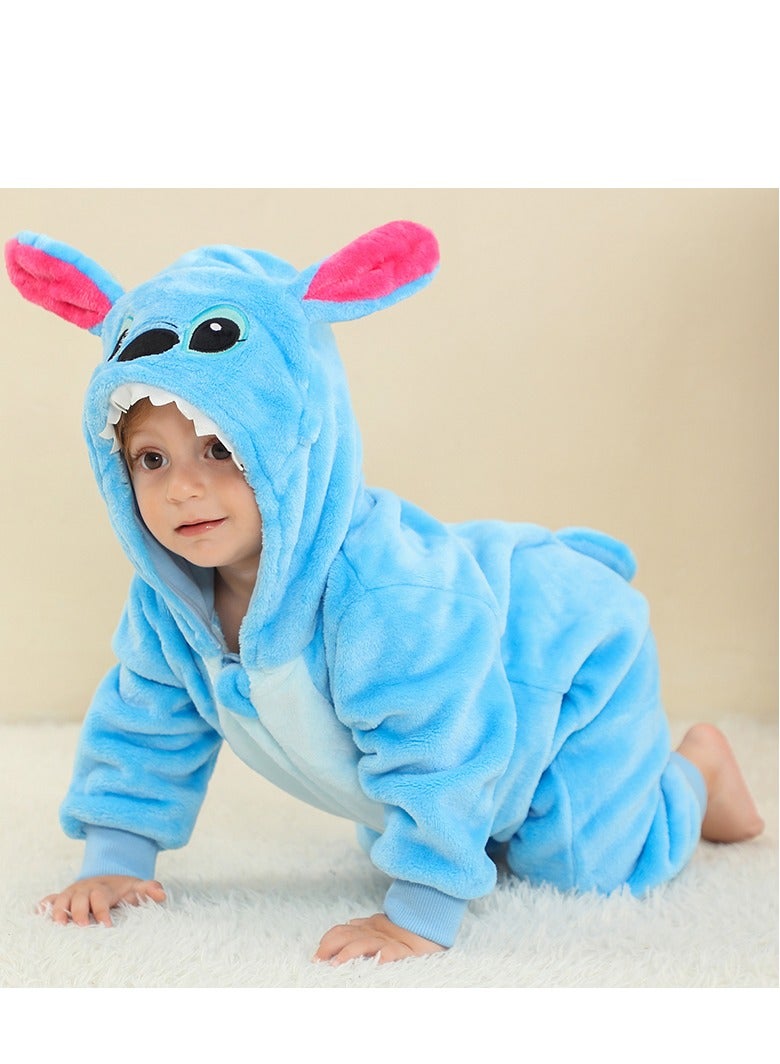 Loquat Flannel Children's Climbing Clothes Baby Autumn Winter Long Sleeved Clothes Jumpsuit Newborn Cartoon Jumpsuit  - Image 2