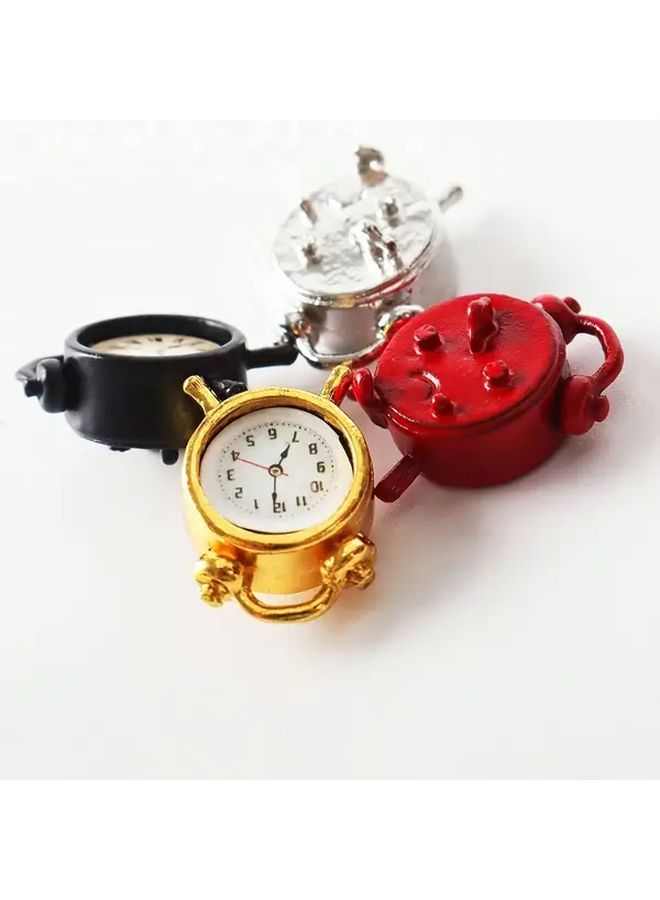 Golden Metal Alarm Clock 1 12 Scale Simulation Dollhouse Bedroom Scene Decor Model - Image 5