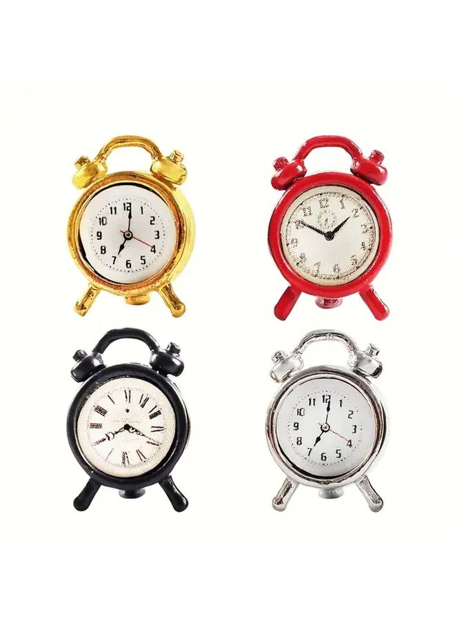 Golden Metal Alarm Clock 1 12 Scale Simulation Dollhouse Bedroom Scene Decor Model - Image 3