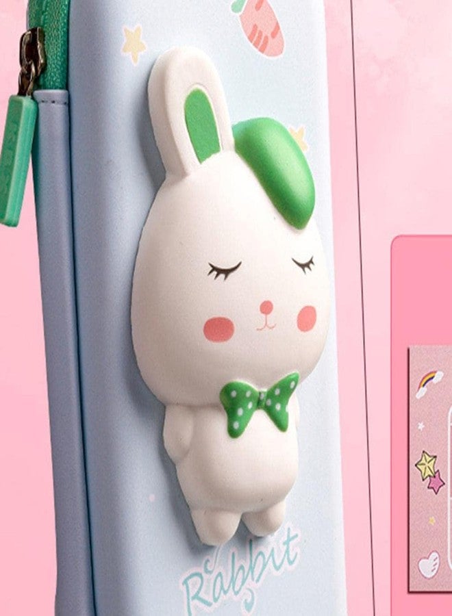 Ixora 3D Squishy Pencil Case, Multipurpose 3D Embossed Pencil Case for Girls, Hardtop EVA Pen & Pencil Pouch Bag for Stationery, Writing School Supplies for Kids (Rabbit Green) - Image 3