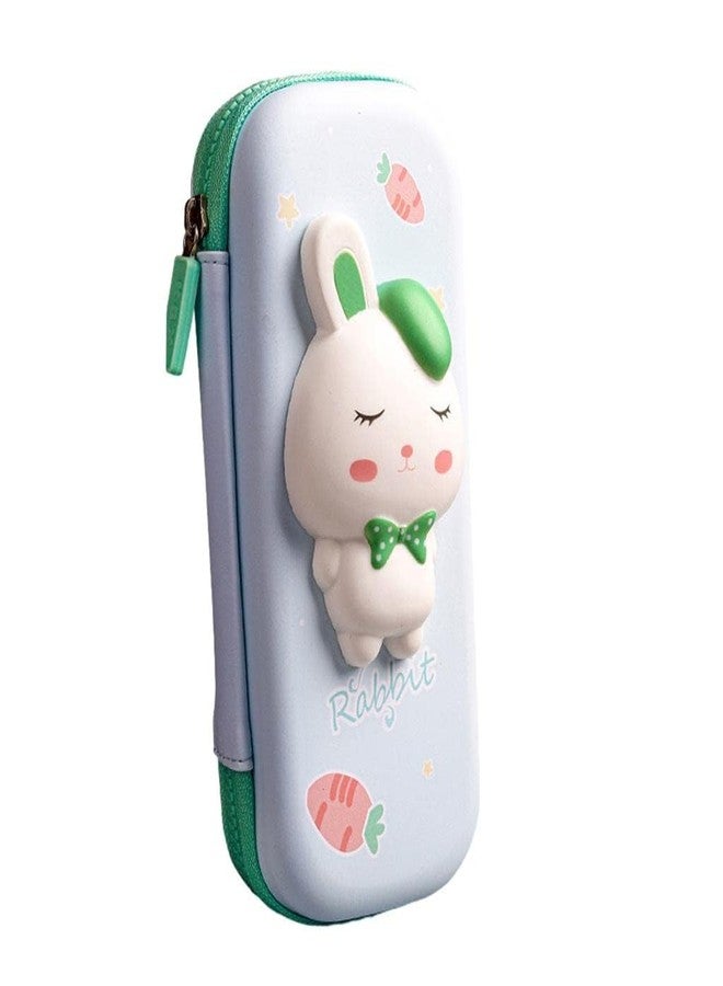 Ixora 3D Squishy Pencil Case, Multipurpose 3D Embossed Pencil Case for Girls, Hardtop EVA Pen & Pencil Pouch Bag for Stationery, Writing School Supplies for Kids (Rabbit Green) - Image 1