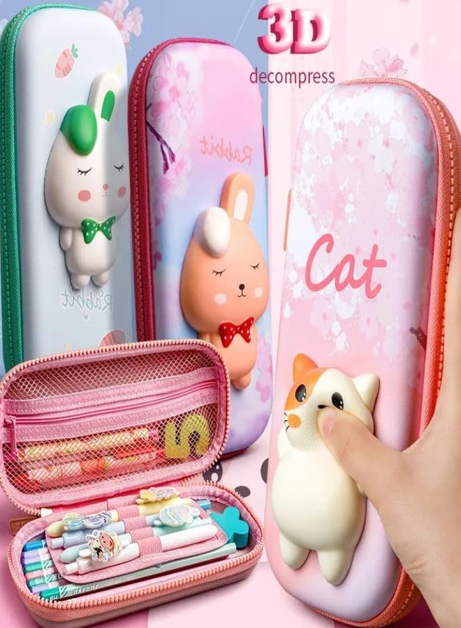Ixora 3D Squishy Pencil Case, Multipurpose 3D Embossed Pencil Case for Girls, Hardtop EVA Pen & Pencil Pouch Bag for Stationery, Writing School Supplies for Kids (Rabbit Green) - Image 2