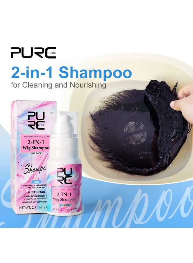 PURC 2-IN-1 Wig Shampoo, Wig Leave-In Conditioner & Detangling Spray for Synthetic Hair, Moisturizing Hydrating Hair Spray, Wig Care Melting Spray, Anti-Frizz Wig Detangler and Conditioning Mist for Easy Styling 80ml - Image 5