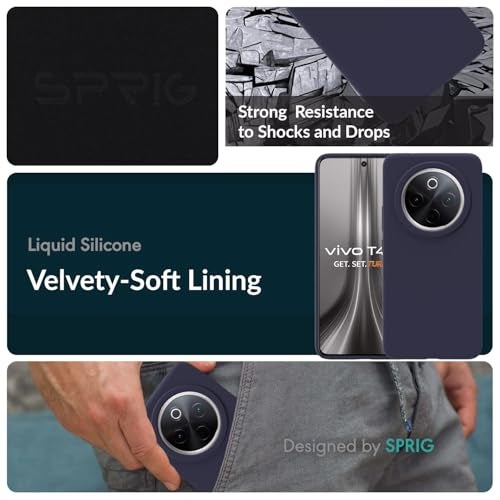 SPRIG Compatible with iQOO Z10 Premium SilkTone Back Cover Drop Tested Shock Proof Mobile Case for Men, Women, Boys and Girls with Camera Protection (Midnight Blue) - Image 2