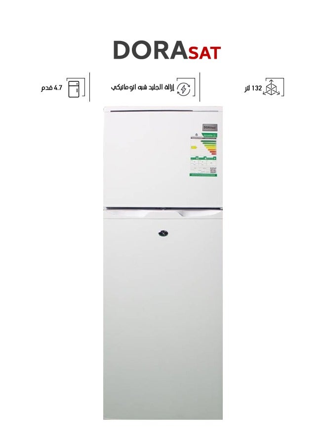 Dora Sat Two-Door Refrigerator - Ice - 132 Liters - 4.7 Feet - White - DS160DF - Image 1
