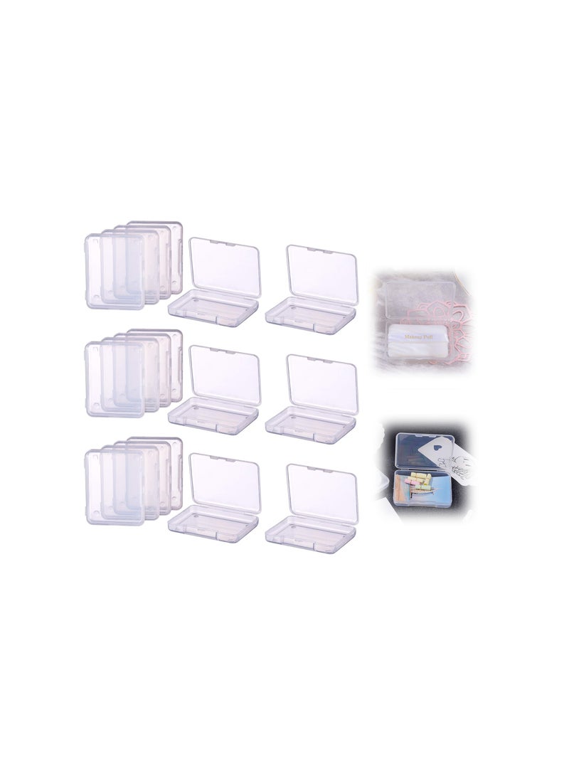 SYOSI 18 Pack Rectangle Clear Plastic Bead Storage Containers Box Drawer Organizers with Lid for Earplugs Pills Tiny and Other Small Findings 2.63x2x0.47Inches - Image 1