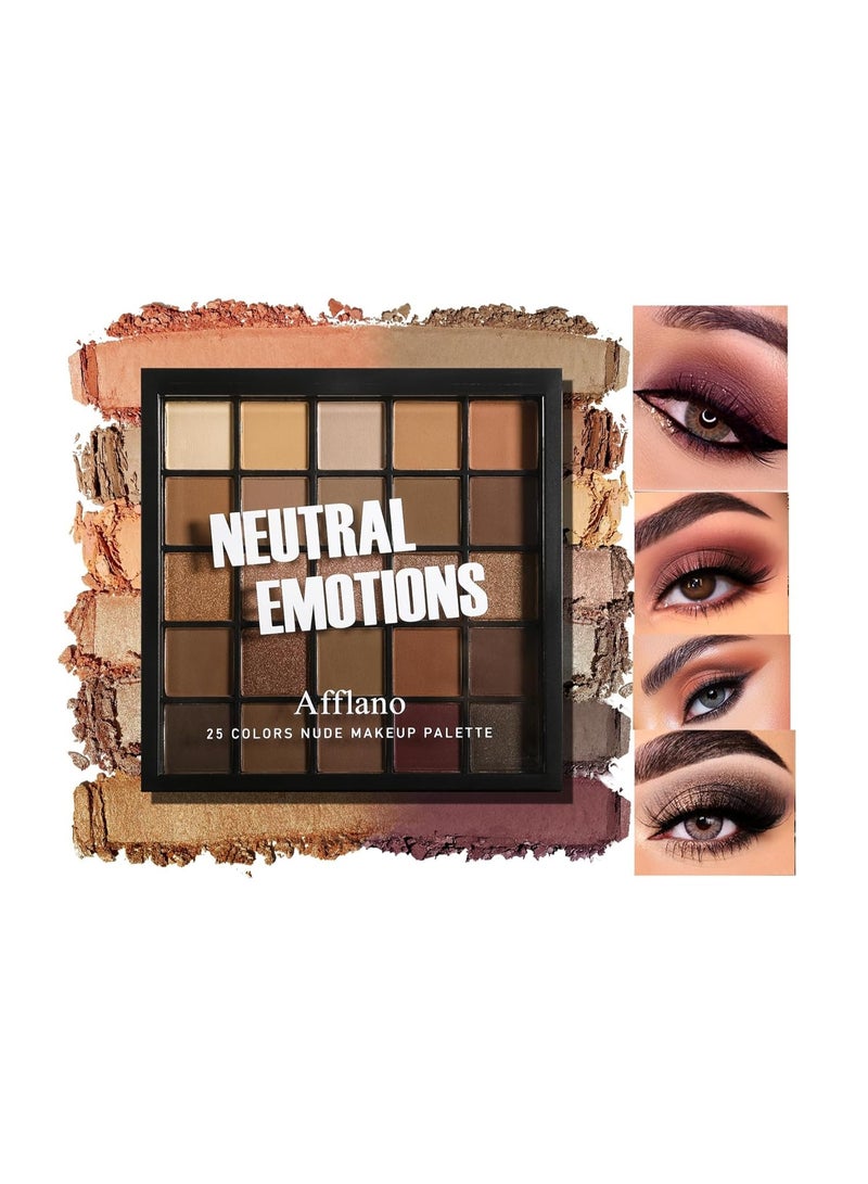 Afflano Neutral Eyeshadow Palette Makeup Matte Shimmer Smokey Naked Gold 25 Shades Eye Shadow Palette Warm Brown Looks High-Pigment Natural-Looking Long-Lasting Waterproof Blendable for Hazel Brown Eyes - Image 1