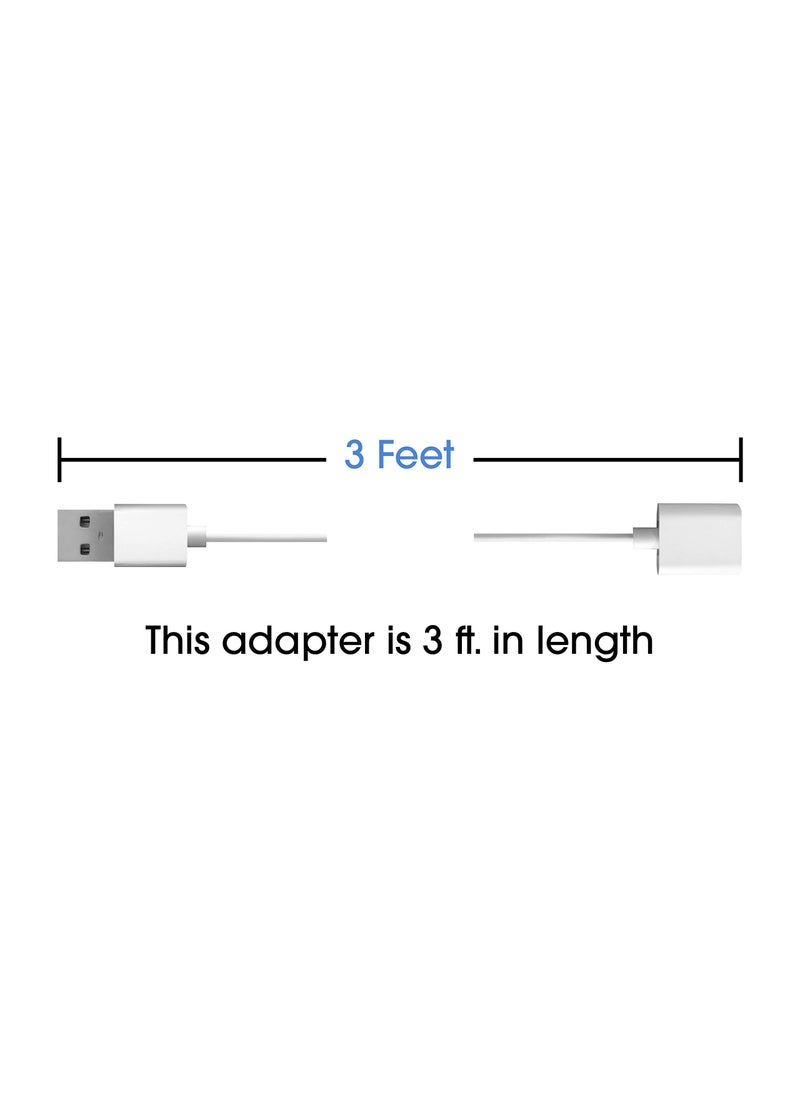 TechMatte TechMatte Charging Adapter Electronic Cable Compatible with Apple Pencil 1st Generation, Male to Female Flexible Connector, Laptop (White-3 Feet)  - Image 4