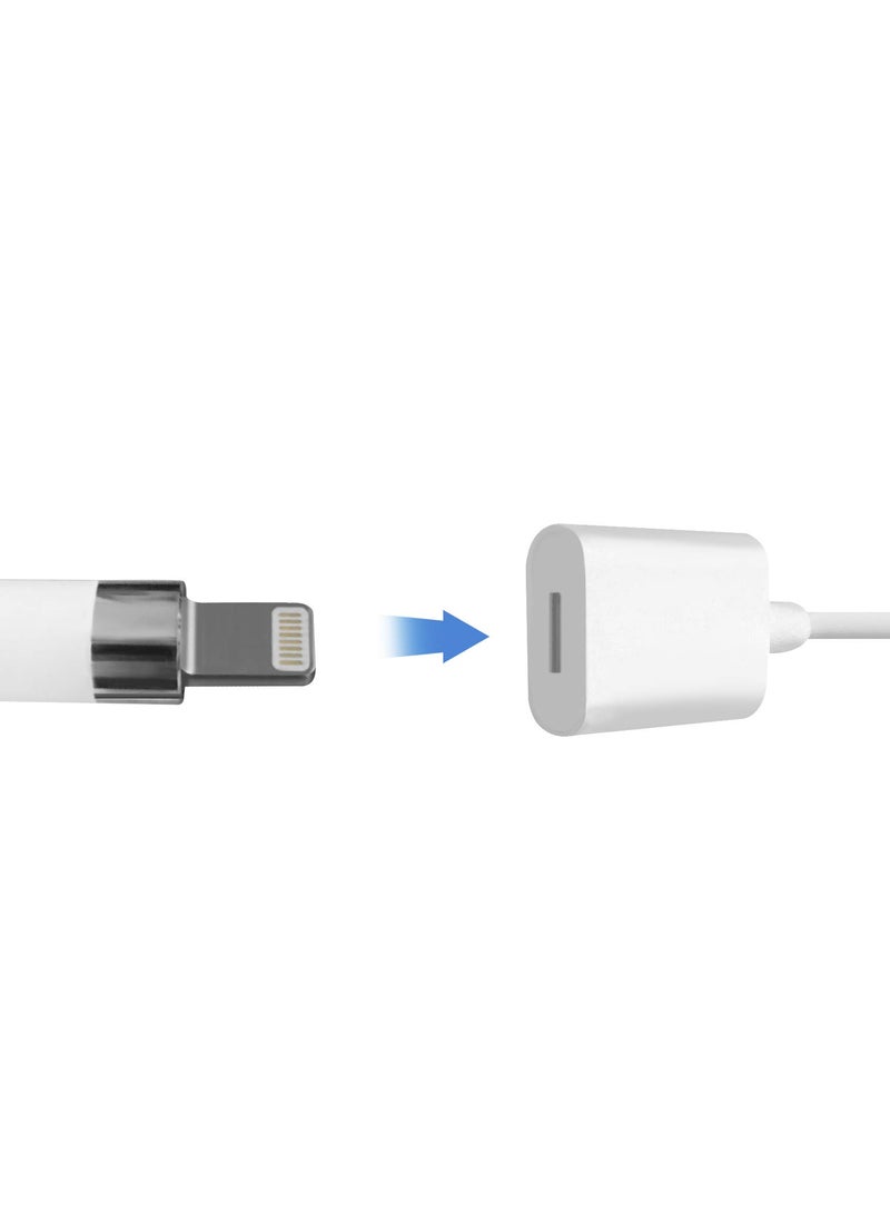 TechMatte TechMatte Charging Adapter Electronic Cable Compatible with Apple Pencil 1st Generation, Male to Female Flexible Connector, Laptop (White-3 Feet)  - Image 5