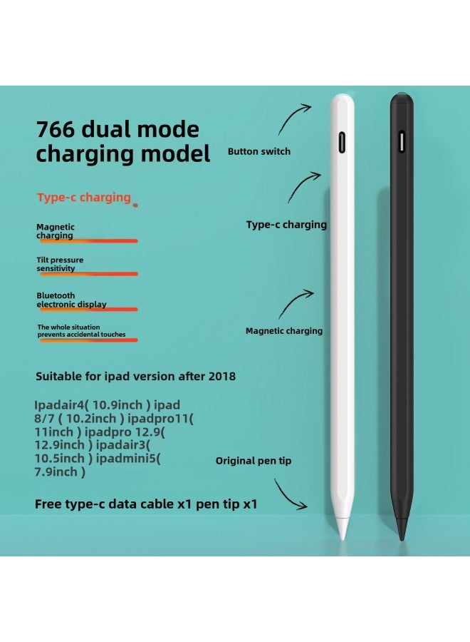 Digital Computer Handwriting Pen Tablet Monitor Touch Screen Stylus Pen For Android Windows Tablets-Color:766 [iPad Magnetic Charging TYPE-C Dual-Mode Charging] [iPad Special Pen] Bluetooth Connection | Screen Power | Key Switch  - Image 1