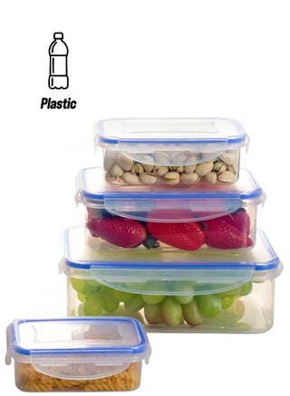 Home Smart Rectangle Plastic Container Set of 4 PCs Food Container With Airtight Lid to Safely Store Food Good for Outdoor and Indoor Dining Activity - pzsku/Z117A4EBE6177519379D9Z/45/1744056573/97826e23-79ef-426e-ade1-b81326cd29d8