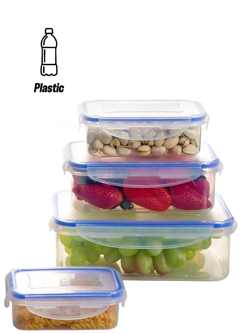 Home Smart Home Smart Rectangle Plastic Container Set of 4 PCs Food Container With Airtight Lid to Safely Store Food Good for Outdoor and Indoor Dining Activity  - Image 1
