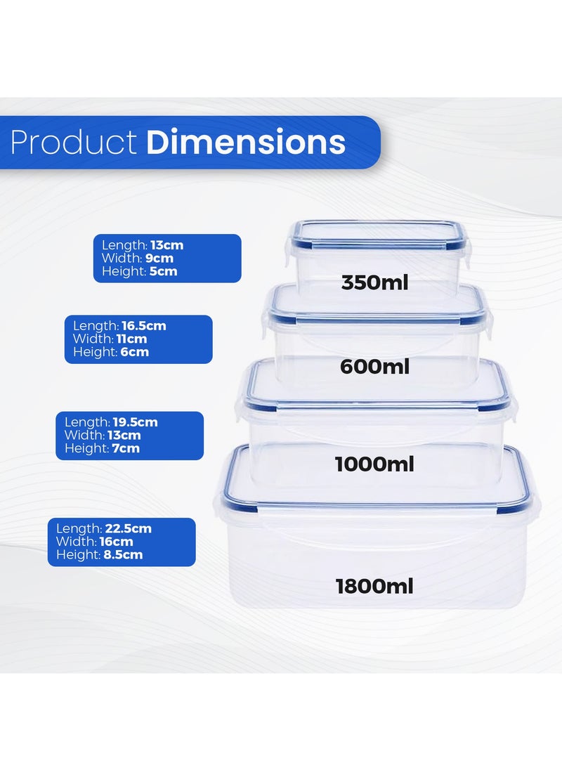 Home Smart Home Smart Rectangle Plastic Container Set of 4 PCs Food Container With Airtight Lid to Safely Store Food Good for Outdoor and Indoor Dining Activity  - Image 2