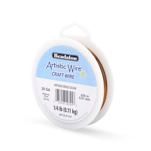 Artistic Wire, 20 Gauge Tarnish Resistant Colored Copper Craft Wire, Antique Brass Color, 79 ft - Image 1