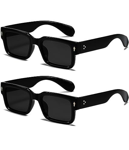 EYLRIM Square Frame Sunglasses for Women Men Trendy Chunky Rectangle Sun Glasses Black Shades UV400 Protection2 Pack BlackGreyBlackGrey - Image 1