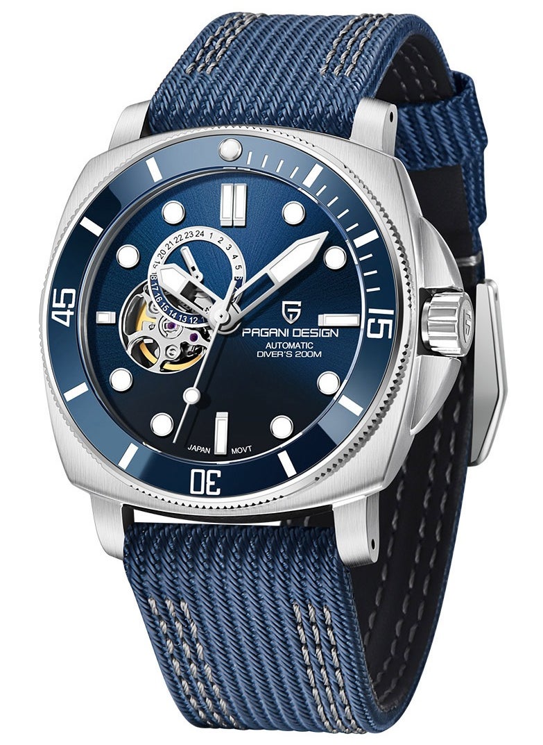 PAGANI DESIGN Men’s Automatic Watches 43mm Mechanical Skeleton Waterproof Sports Wrist Watch for Men Blue  - Image 1