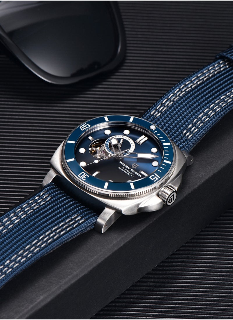 PAGANI DESIGN Men’s Automatic Watches 43mm Mechanical Skeleton Waterproof Sports Wrist Watch for Men Blue  - Image 4