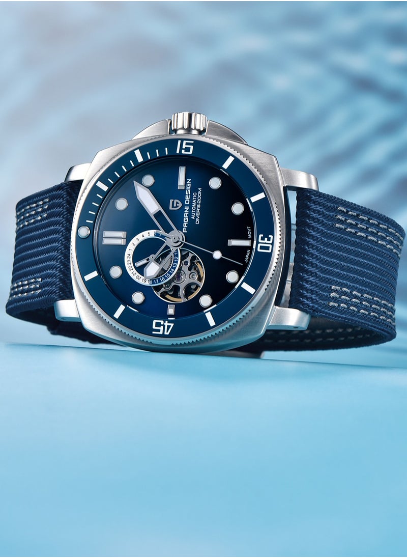 PAGANI DESIGN Men’s Automatic Watches 43mm Mechanical Skeleton Waterproof Sports Wrist Watch for Men Blue  - Image 3