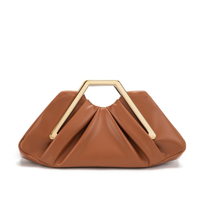 My Friday myfriday Women's Elegant Ruched Clutch Purse, Soft Dumpling Evening Purse Handbags for Wedding Prom Party Formal Events (Brown) - Image 1