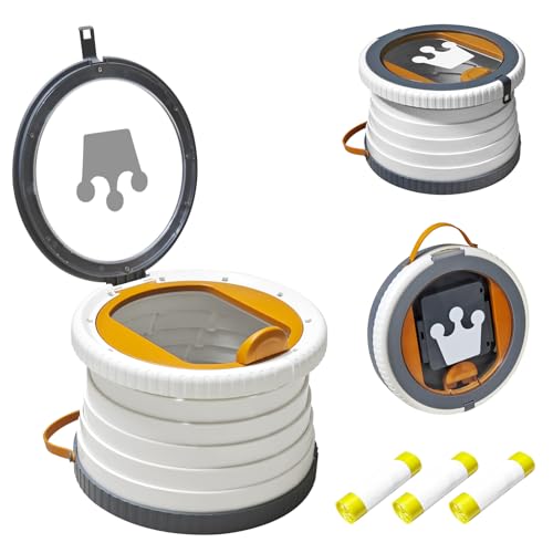 Yszawmx 2025 Upgraded Portable Potty Training, Travel Potty for Toddler, portable toilet for kids Foldable, Apply to Seat Emergency Toilet for Camping, Outdoor,Car,3 rolls of garbage bags (Transparent-Gray) - Image 1
