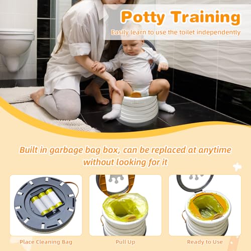 Yszawmx 2025 Upgraded Portable Potty Training, Travel Potty for Toddler, portable toilet for kids Foldable, Apply to Seat Emergency Toilet for Camping, Outdoor,Car,3 rolls of garbage bags (Transparent-Gray) - Image 2