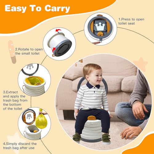 Yszawmx 2025 Upgraded Portable Potty Training, Travel Potty for Toddler, portable toilet for kids Foldable, Apply to Seat Emergency Toilet for Camping, Outdoor,Car,3 rolls of garbage bags (Transparent-Gray) - Image 4