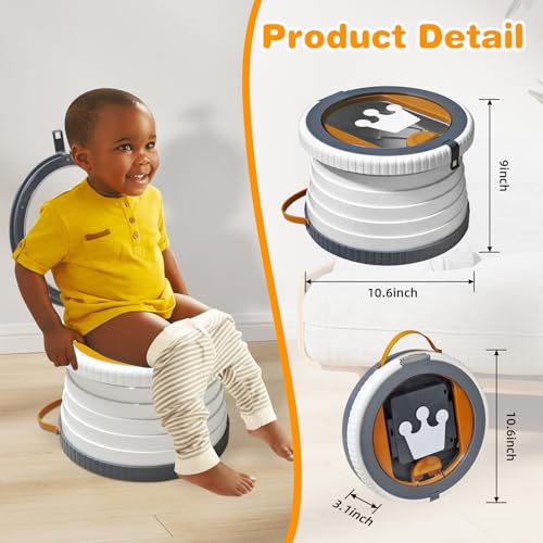 Yszawmx 2025 Upgraded Portable Potty Training, Travel Potty for Toddler, portable toilet for kids Foldable, Apply to Seat Emergency Toilet for Camping, Outdoor,Car,3 rolls of garbage bags (Transparent-Gray) - Image 5