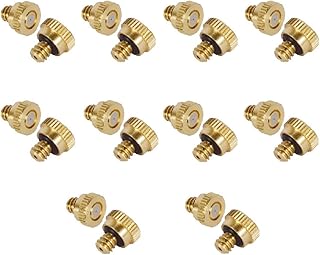 beduan beduan 20 Pack Brass Misting Nozzles Replacement Heads for Landscaping, Dust Control, Patio Lawn, Outdoor Cooling  - Image 1