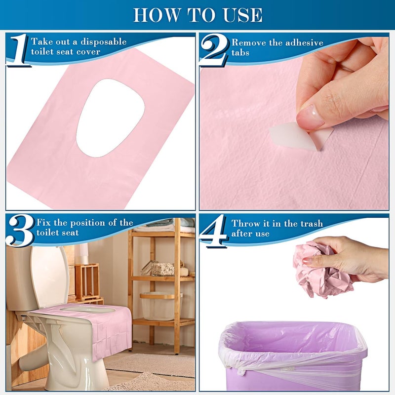 Qilery 60 Pcs 3 Colors XL Toilet Seat Covers Disposable Waterproof 16 x 24 Inch Extra Large Individually Wrapped Toilet Mat Seat Covers for Adults Kids Potty Training - Image 4