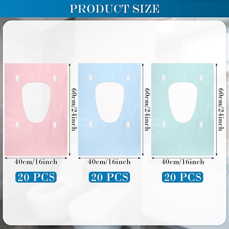 Qilery 60 Pcs 3 Colors XL Toilet Seat Covers Disposable Waterproof 16 x 24 Inch Extra Large Individually Wrapped Toilet Mat Seat Covers for Adults Kids Potty Training - Image 3