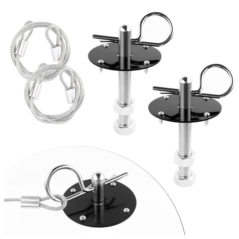 مجموعة دبابيس غطاء المحرك للسيارة - دبابيس غطاء محرك من الفولاذ المقاوم للصدأ لقفل سريع لتقليل الاهتزاز - ملحقات خارجية عالمية تناسب معظم السيارات والشاحنات (أسود)