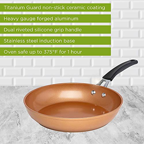 Ecolution Titanium Ceramic Easy Clean Endure Nonstick Silicone Stay Cool Handle, 9.5-Inch Fry Pan, Copper - Image 3