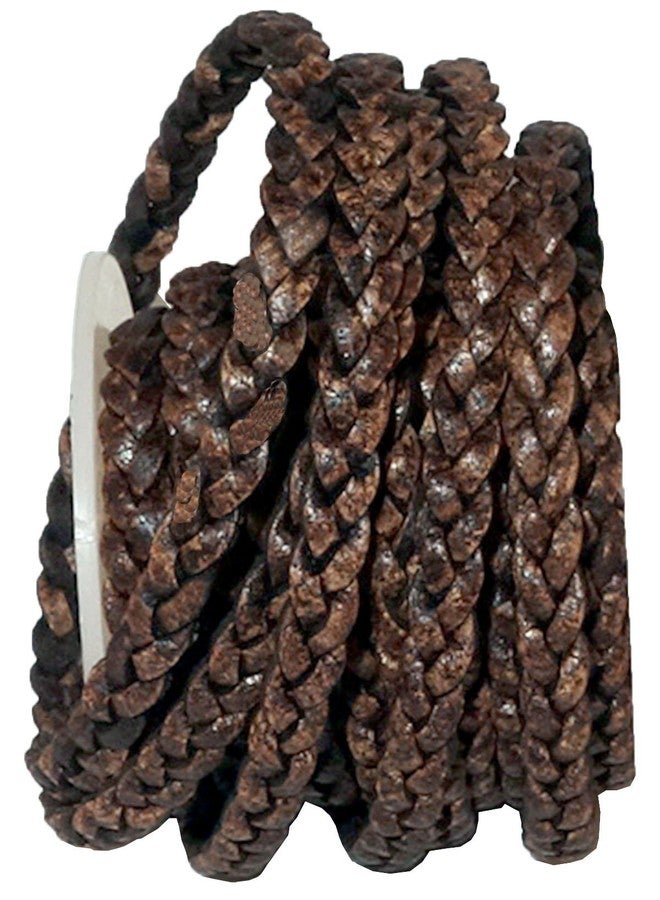 Cords Craft® | 5mm 3 Ply Genuine Flat Leather Cord for Jewelry Making Bracelet Necklace Beading | Roll of 5 Meters Hand Braided Leather Cording (Dark Brown, 10.93 Yards) - Image 1