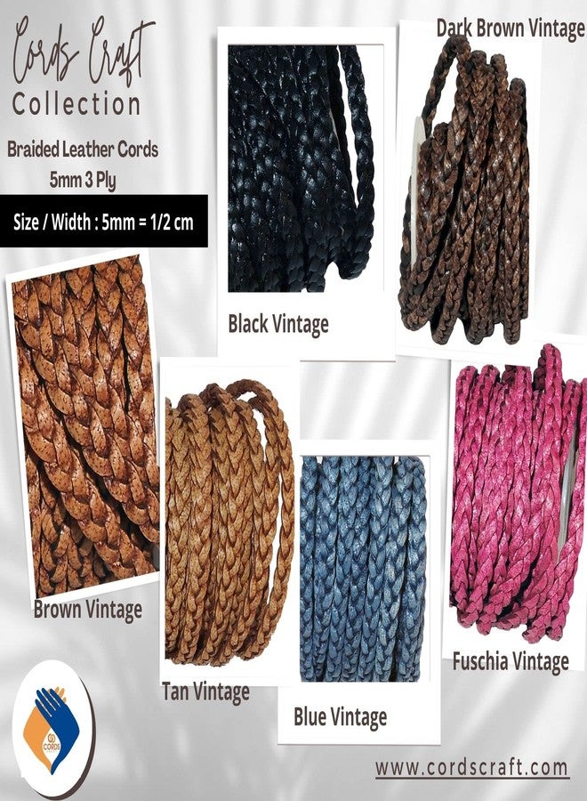 Cords Craft® | 5mm 3 Ply Genuine Flat Leather Cord for Jewelry Making Bracelet Necklace Beading | Roll of 5 Meters Hand Braided Leather Cording (Dark Brown, 10.93 Yards) - Image 4