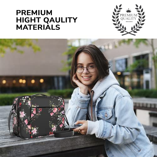 DEHITE Bible Case for Men – Bible Bag for Women – Floral Black Large Size – Fits Book 10.1 x 7.1 x 1.9 in – Pen Slots – Zippered Pocket – Shoulder Strap – Premium Fabric – Church Christian Gift - Image 5