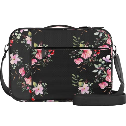 DEHITE Bible Case for Men – Bible Bag for Women – Floral Black Large Size – Fits Book 10.1 x 7.1 x 1.9 in – Pen Slots – Zippered Pocket – Shoulder Strap – Premium Fabric – Church Christian Gift - Image 2
