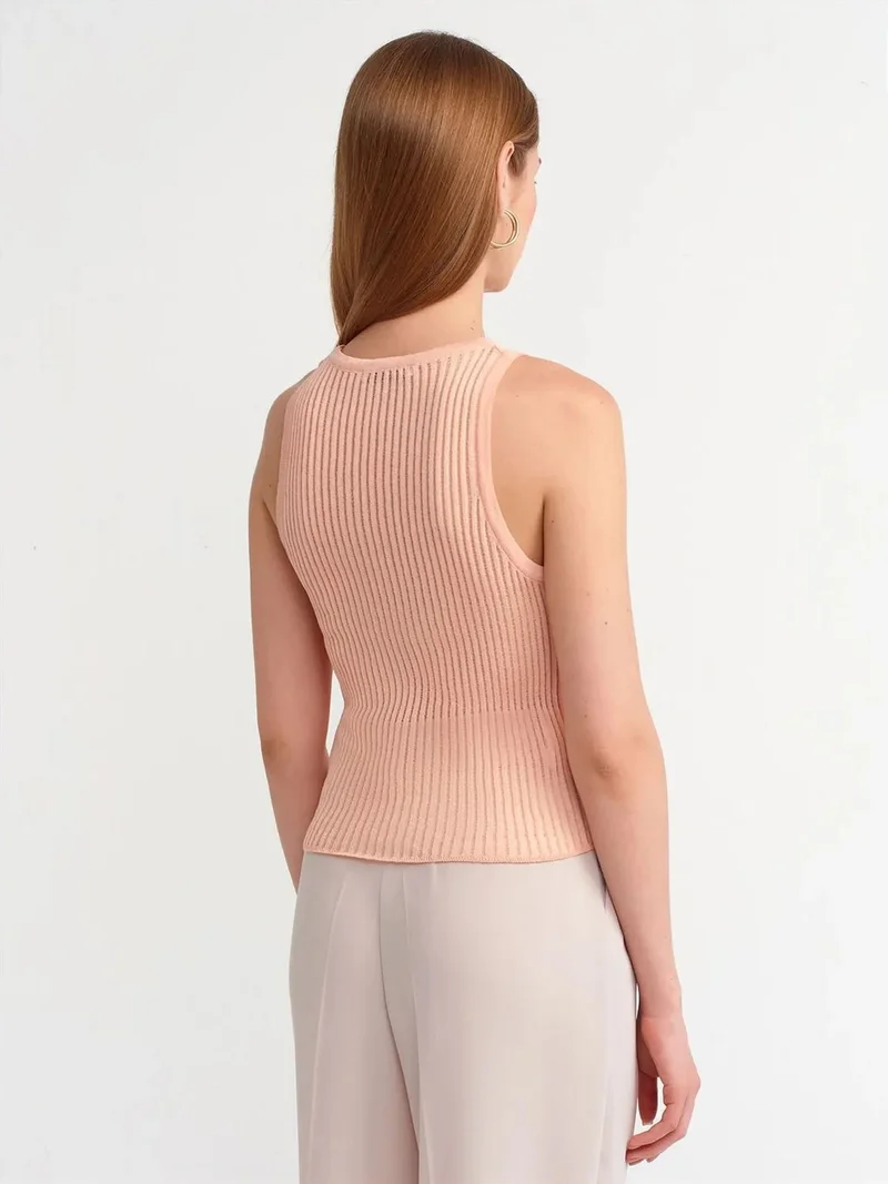 ديلفين Dilvin Ribbed Sleeveless Knit Blouse
