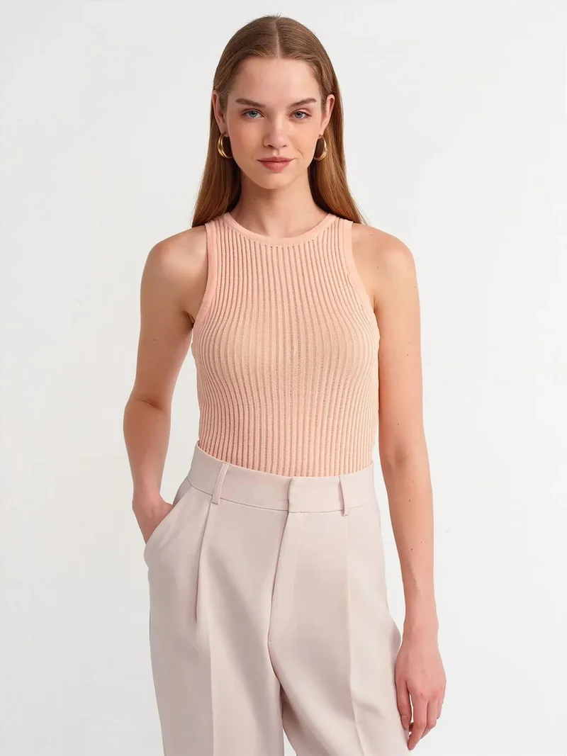ديلفين Dilvin Ribbed Sleeveless Knit Blouse