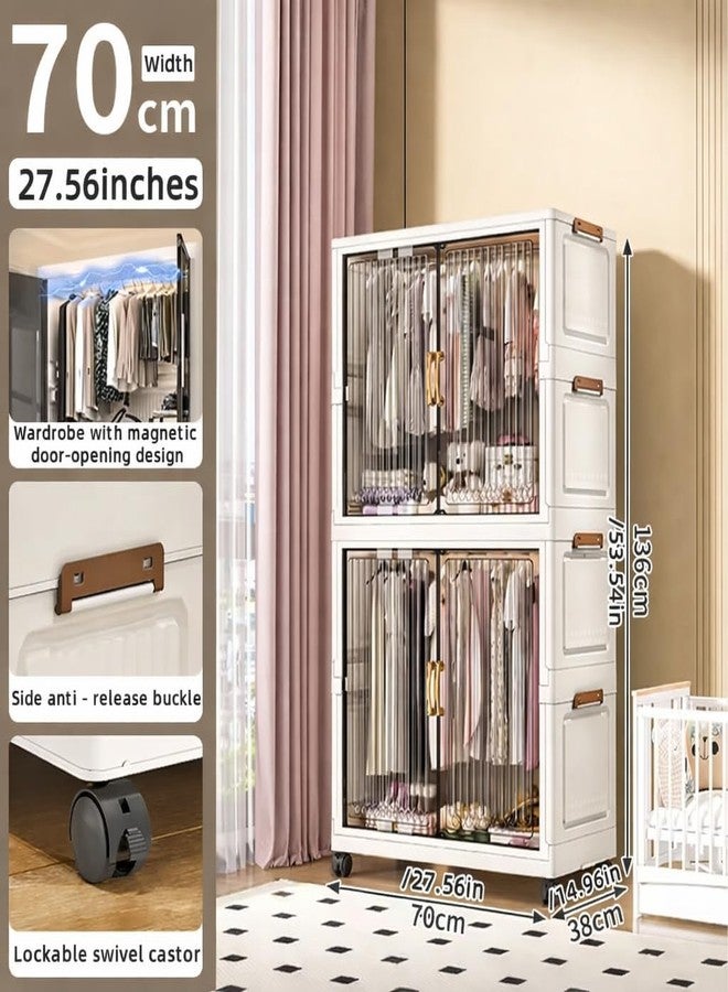 EXVITO 1+1 Door Kids Plastic Wardrobe for Clothes, Foldable Plastic Almirah for Clothes, Collapsible Wardrobe for Storage, Baby Cupboard for Clothes, Storage Rack for Kids - Y720 - Image 2
