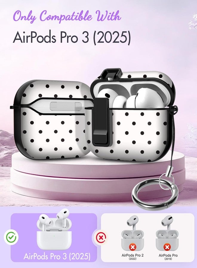 جراب Joyleop لسماعات AirPods Pro 3 - مزود بقفل أمان، تصميم أنيق وجذاب، غطاء واقٍ صلب مقاوم للصدمات مع سلسلة مفاتيح، متوافق مع سماعات AirPods Pro من الجيل الثالث (2025)، بنقاط البولكا - Image 2