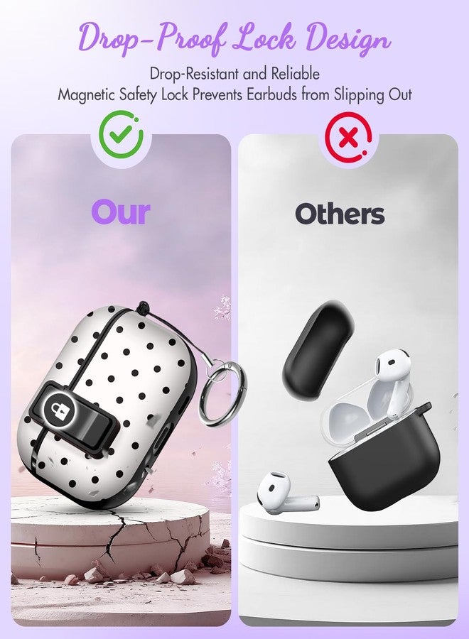 جراب Joyleop لسماعات AirPods Pro 3 - مزود بقفل أمان، تصميم أنيق وجذاب، غطاء واقٍ صلب مقاوم للصدمات مع سلسلة مفاتيح، متوافق مع سماعات AirPods Pro من الجيل الثالث (2025)، بنقاط البولكا - Image 3